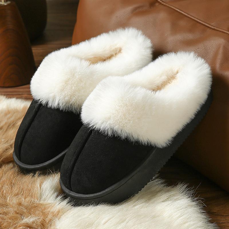 Warm cotton slippers winter piled thickened indoor home non-slip couple cotton shoes