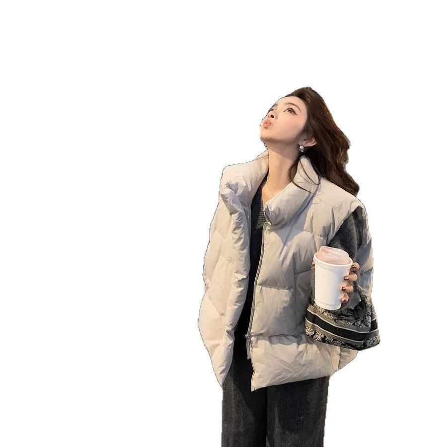 Winter New Thickened Down Cotton Vest Women's Loose Stand-up Collar Versatile Sleeveless Vest Women's Jacket