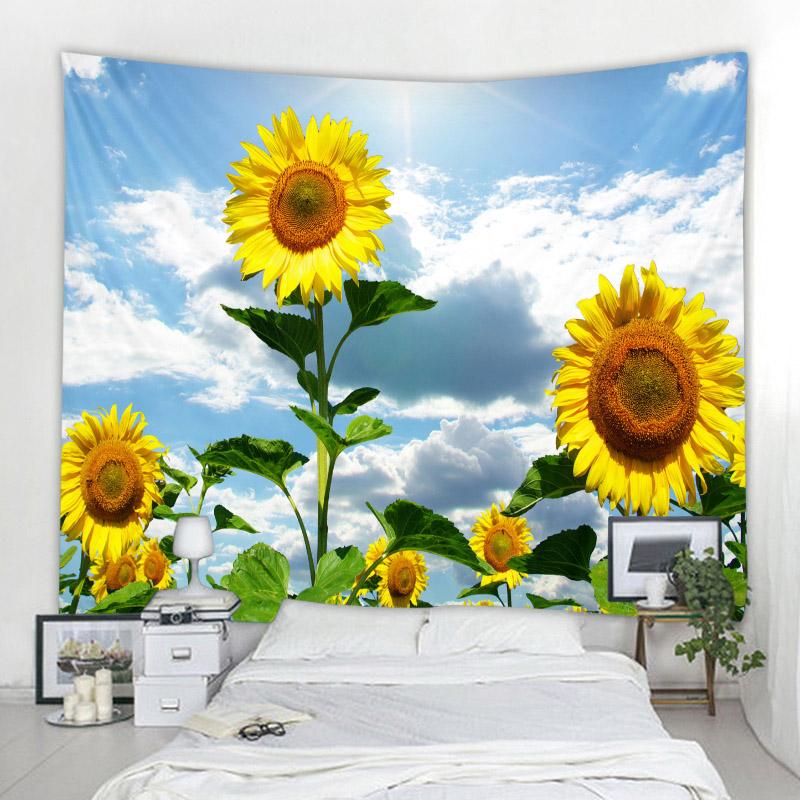 Sunflower Tapestry Retro Art Oil Painting Mandala Tapestry Hippie Psychedelic Bohemian Living Room Bedroom Decoration Blanket