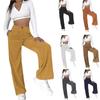 Spring 2026 New Women's High-waisted Casual Pants Solid Color Corduroy Loose Straight Trousers Women