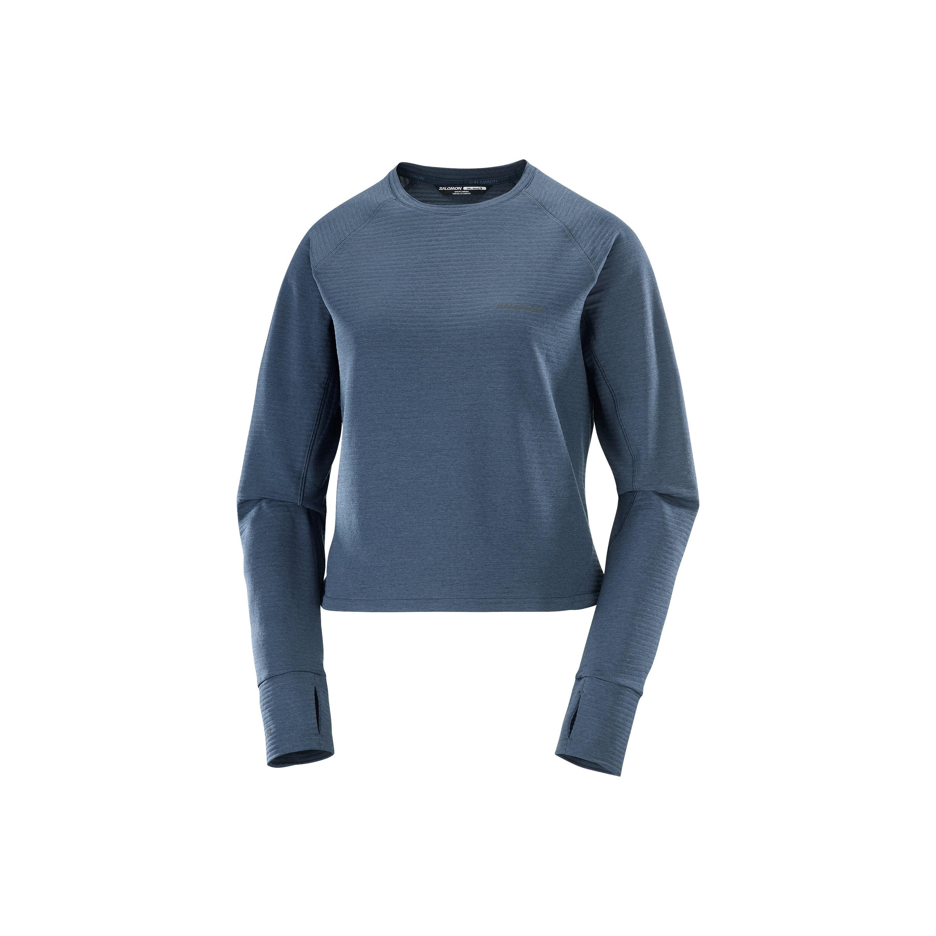 

Salomon Essential Lightwarm Solid Color Fleece Crewneck Classic Sweatshirt Women tops C26043 L