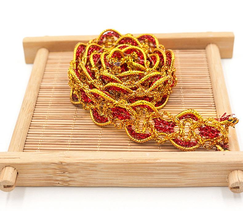 Отделочная лента из золотого серебряного кружева 5 ярдов, кружевная ткань с фестонами, плетеная тесьма «сороконожка», кружевная лента, свадебное рукоделие 20Mm & 5 size красный