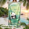 Panda Bamboo Forest Adventure Theme Quick Dry Beach Towel Custom Name Text Print Large Sand Resistant Towel Beach Vacation
