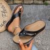 Fashion 2025 Summer New Plus Size Women’s Flip Flops Slippers Outdoor Casual Wedges Metal Decoration Sandals for Daily Beach Slippers
