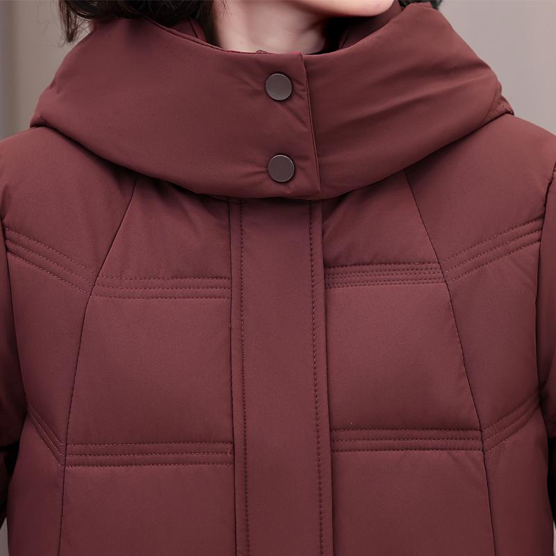 Plus Size XL-5XL Fashion Winter Coat Female Long Parkas Hooded Thick Warm Loose Middle Age Women's Jackets