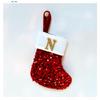 New creative DIY silver sequined knitted socks red letter christmas stockings christmas day decorative knickknacks