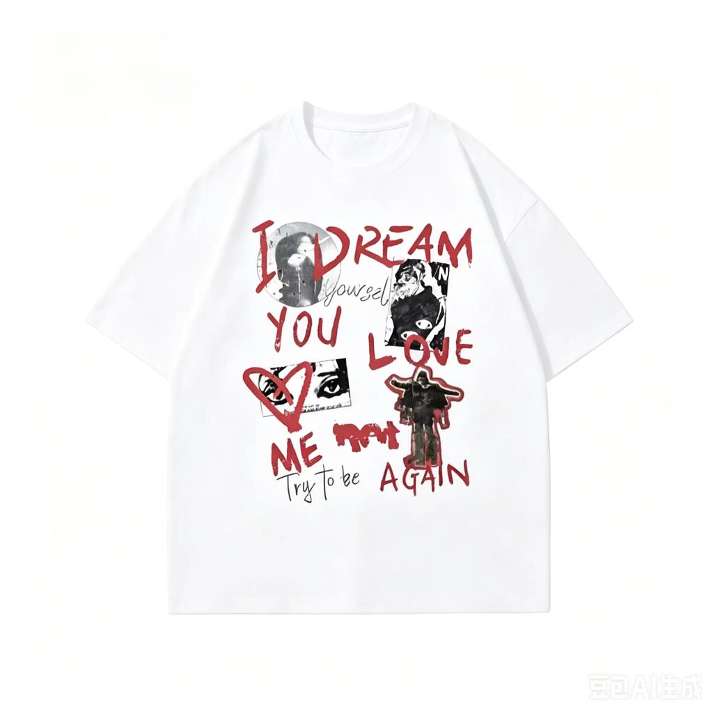 Summer Y2K Dark Grunge I Dream You Love Me Again Print Oversized Tshirt Retro Streetwear Casual Tee for Unisex WoUnisex Breathable