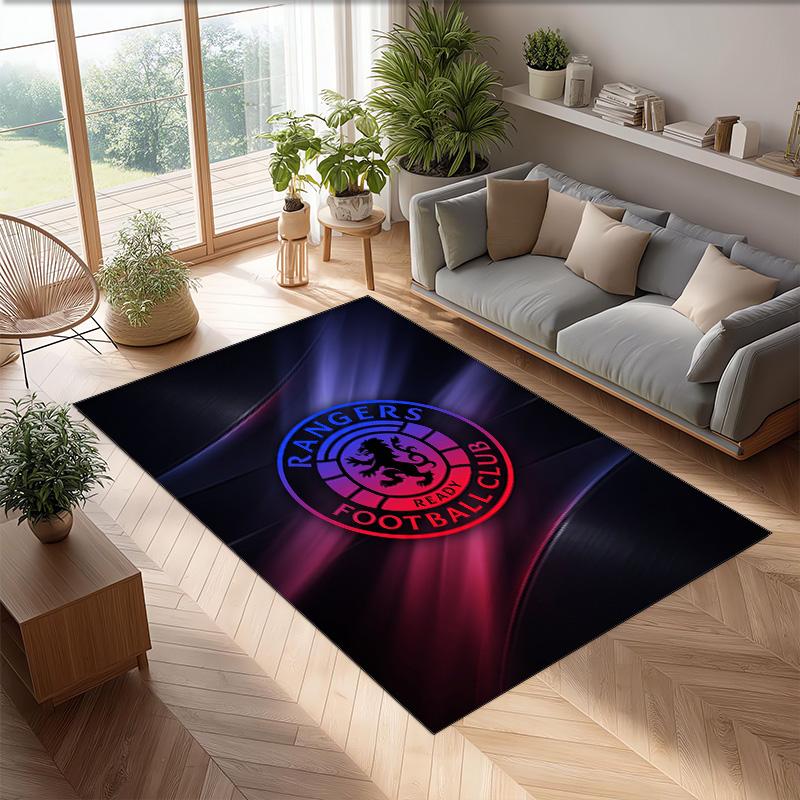 Rangers FC Soccer Football Pattern Soft Area Rug Non Slip Indoor Floor Carpet Sports Decor Mat for Bedroom