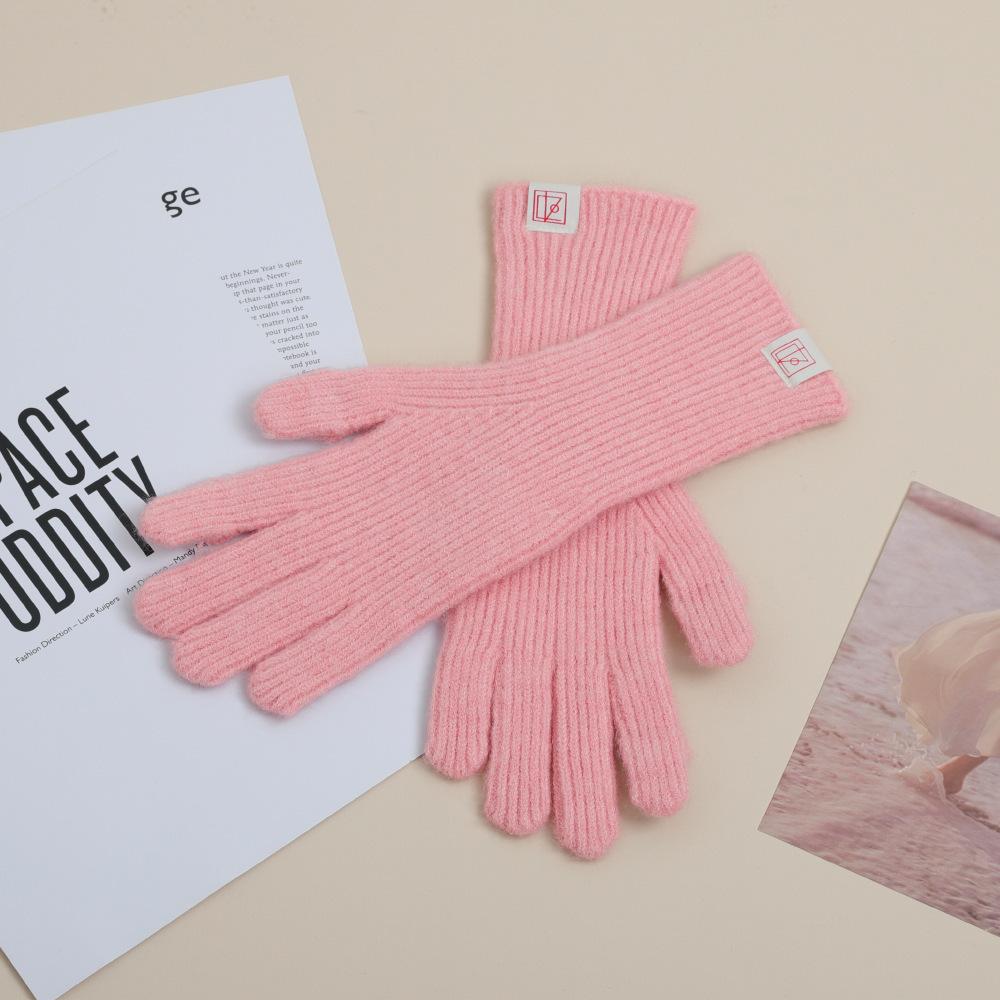 Gants d'Automne et d'Hiver en Laine Vierge pour Femmes En Hiver Doux Coréen Laine Étiquetée Tricotés Chauds et Froids Écran Tactile