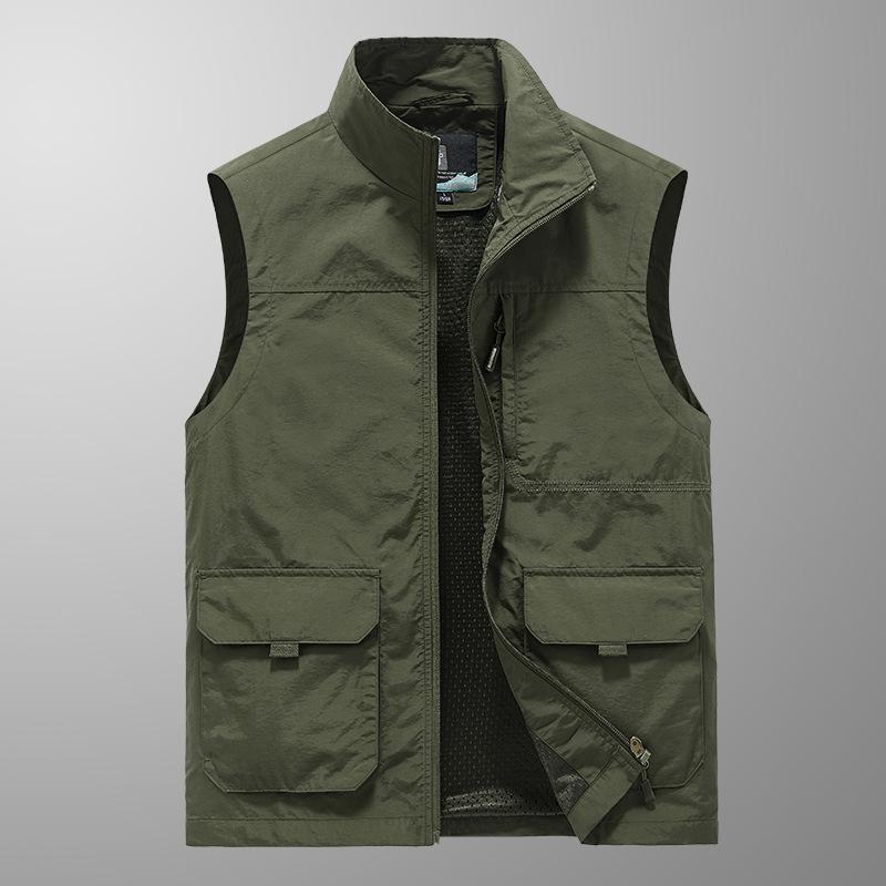 Outdoor Vest Men's Spring and Autumn Thin Fishing Horse Clip Photography Jacket Loose Casual Large Size Multi-pocket Shoulder