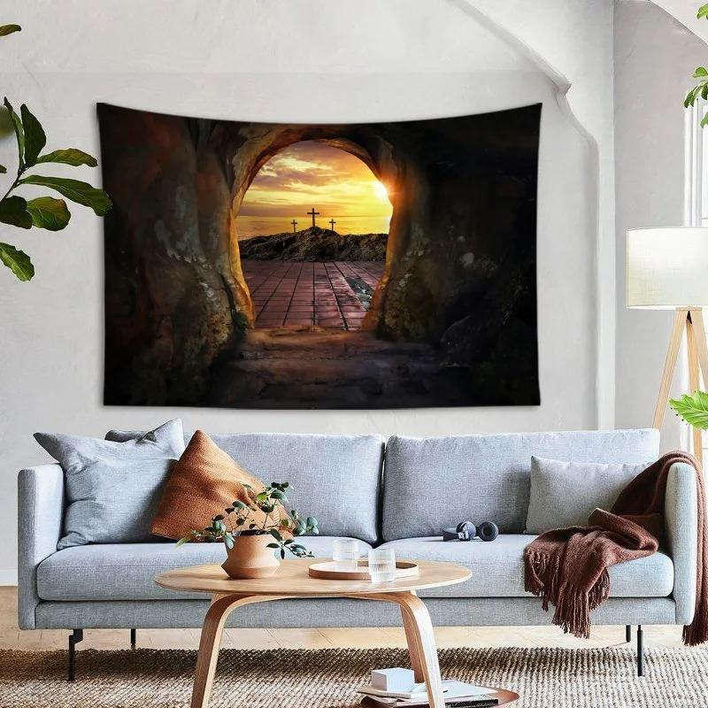 Resurrection Cross Pattern Decoration Bedroom Living Room Tapestry Home Wall Decoration Tapestry