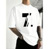 Men's Fashionable and Casual Loose Short Sleeved T-shirt 7 Football Printed Round Neck Summer Men Top