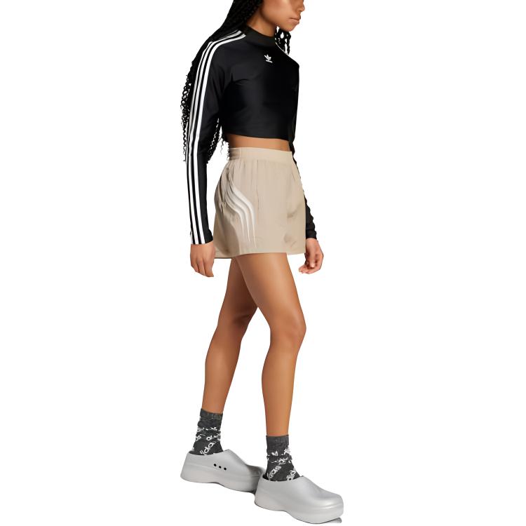 adidas Originals Atlanta Cut Line Loose Fit Comfortable Three-Quarter Casual Shorts Women Shorts Mysterious-Beige IY9238