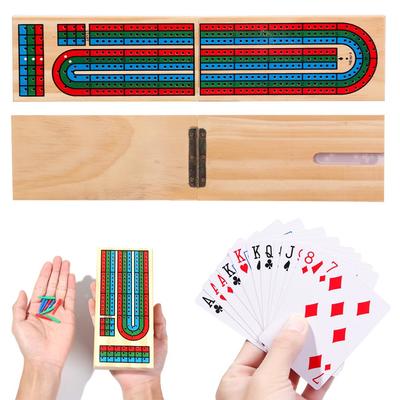 Wooden Cribbage Wars Board Game Classic Scoreboard Cribbage Board Game Set With Built-in Storage Compartment