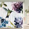 1 Pcs Retro Big Flowers Pattern Polyester Shower Curtain Partition Floral Bathroom Curtain with Hooks Home Decorative Curtain