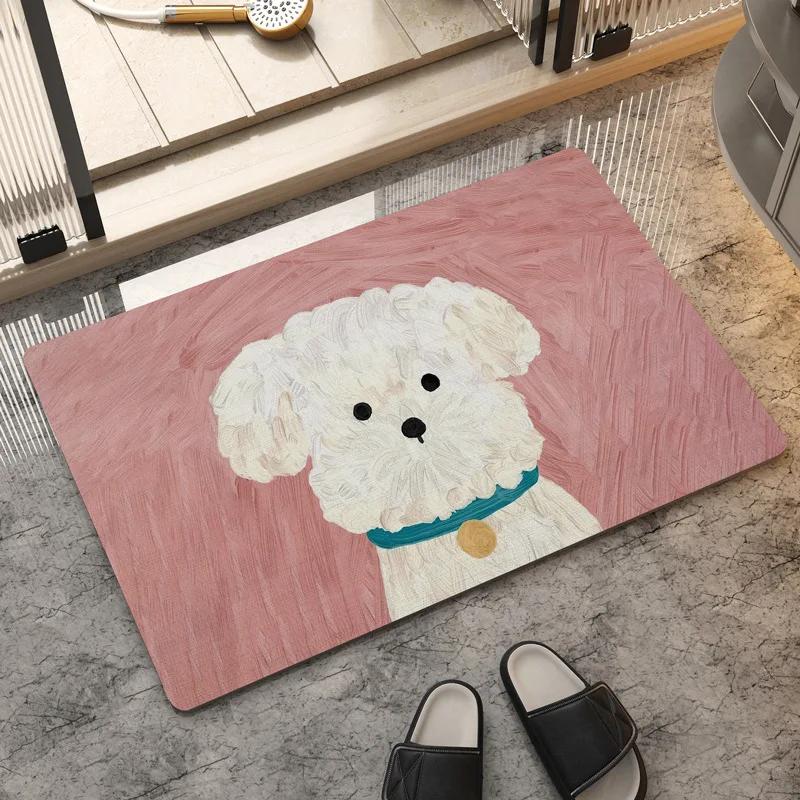 

Cute Puppy Carpet Anti Slip and Absorbent Foot Rug Decoration Bedroom Living Room Entrance Door Mat Fashionable and Beautiful 40cm x 60cm