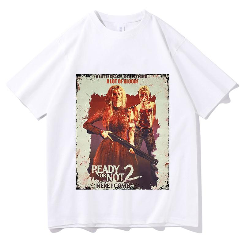 READY OR NOT 2 HERE 2026 T-Shirt Unisex Reine Baumwolle Mode Lässiges T-Shirt Rundhals Kurzarm Hemden Fan Geschenk Harajuku Kleidung