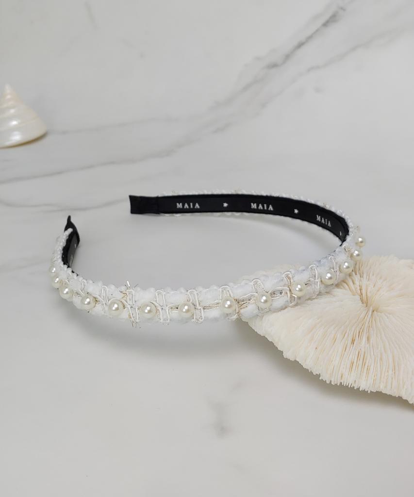 Maia Pearl Bead Headband - White