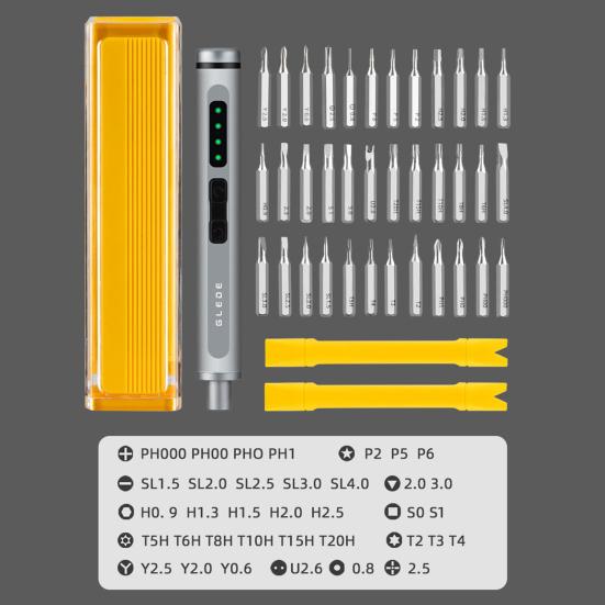 Screwdriver Set 40 in 1 Precision Electric Screwdriver with Magnetic Bits Storage Box High Torque Rechargeable Battery Type-C Charging Repair Tool