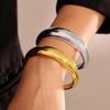 INS Style 18K Gold Plated Crescent C-Shaped Polished Titanium Steel Bangle for Women