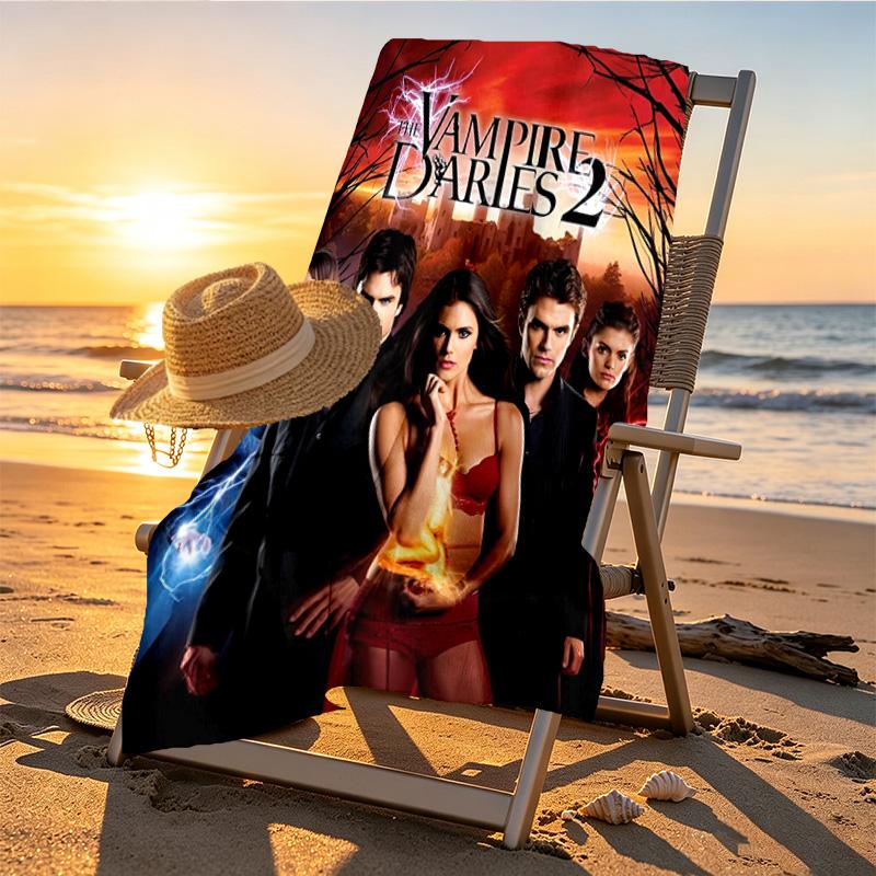The Vampire Diaries Print Beach Towel Design, Soft, Lightweight. for Home Bathroom, Spa, Pool, Yoga, Surfing, Camping, Gift for Family, Friend