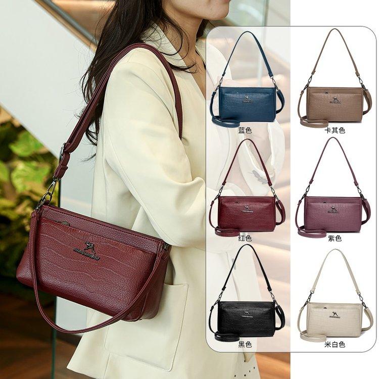 Geantă pătrată mică cu model crocodil, vară 2024, geantă de mesager casual, la modă nouă, geantă simplă de umăr pentru femei, geantă de comerț exterior pentru femei