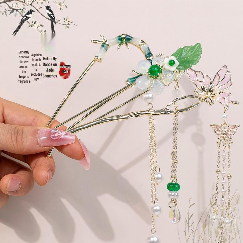Elegant Tassel Hanfu Hairpin: Ancient Qipao Headdress & Step-Shake Accessory for Women