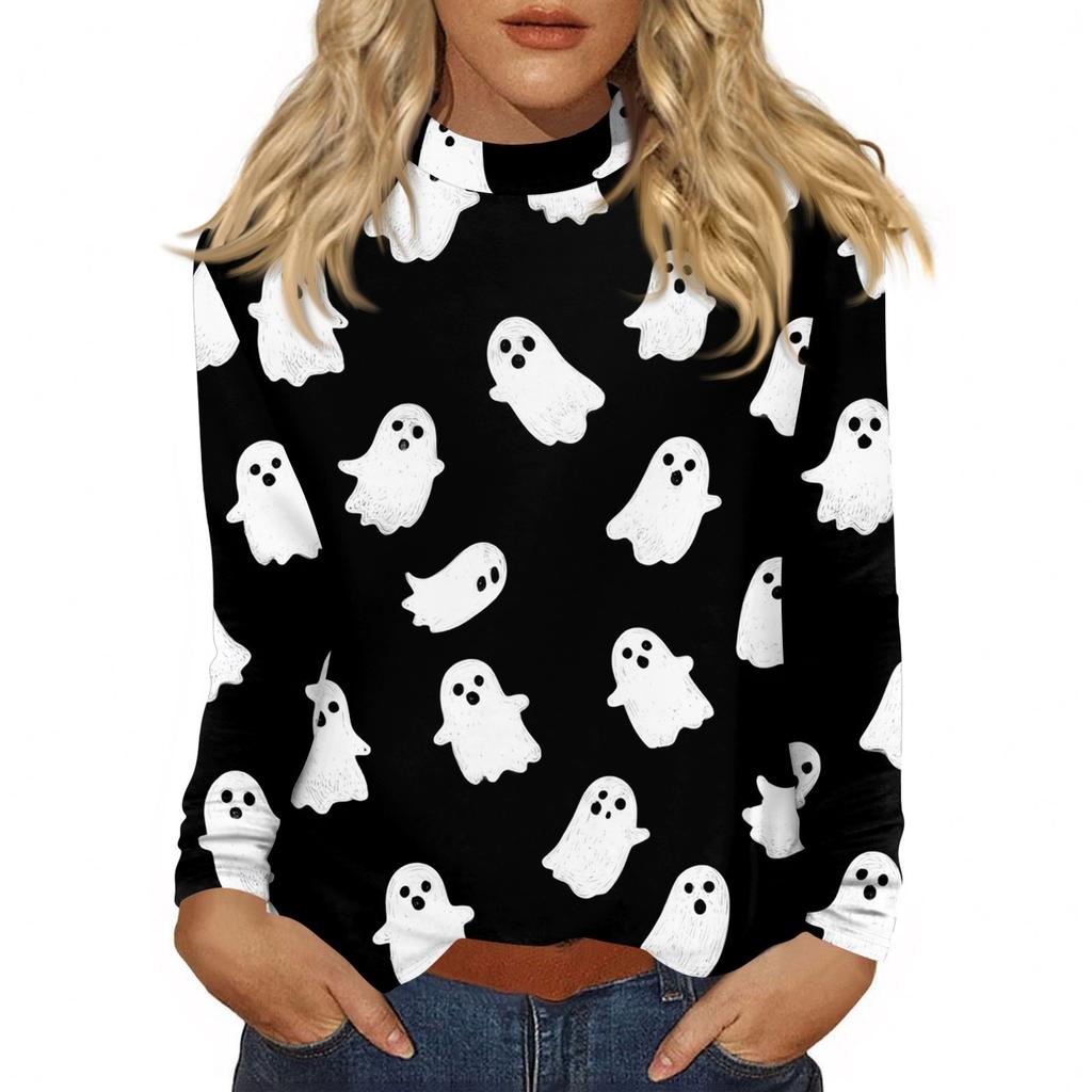 Women's Daily Casual Long Sleeve Mid Collar Top