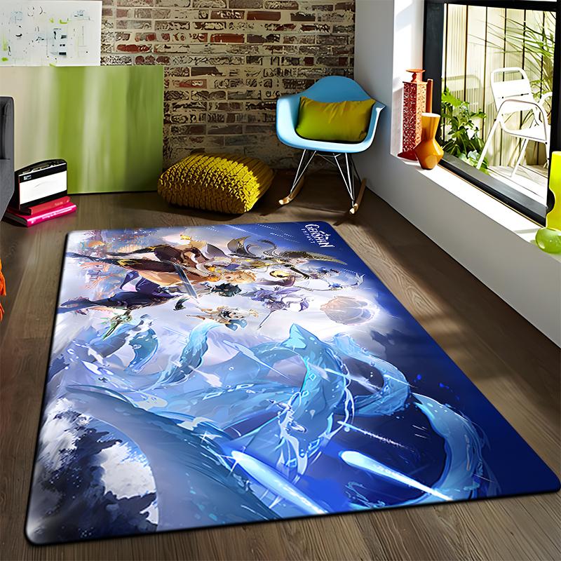 Anime Genshin Carpets Living Room Decoration Bedroom Parlor Tea Table Area Rug Mat Soft Flannel Large Rugs and Baby Gift Carpet