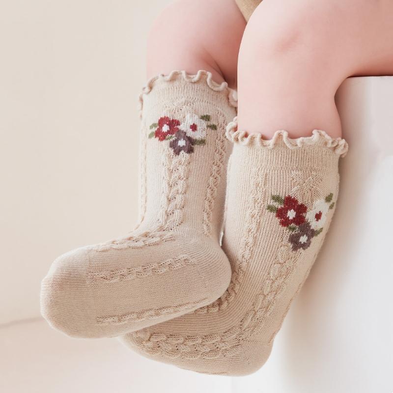 Baby Cotton Socks For Girls Newborn Toddler Ruffle Boneless Sock Children Medium tube Princess Stockings 0-8 Years Autumn Winter