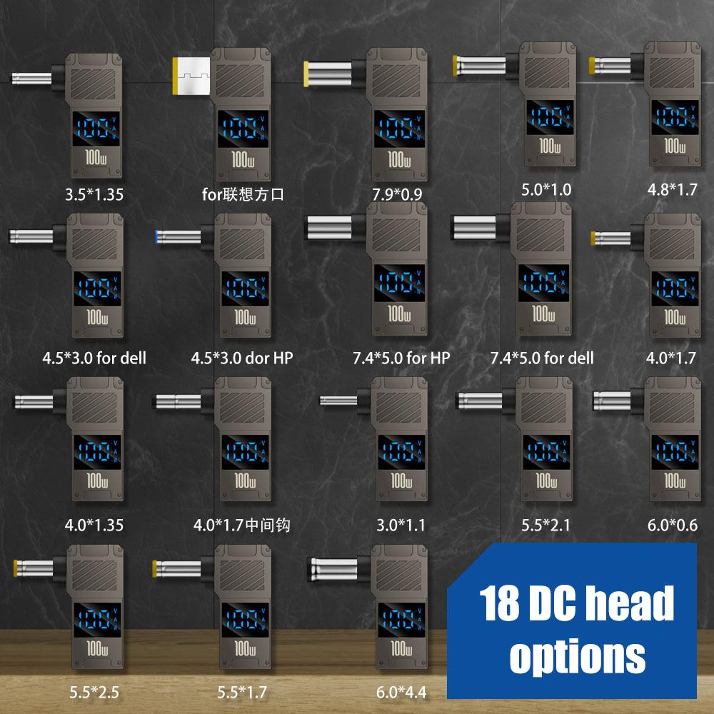 PD100W Type-C to DC Plug Converter USB C to DC Laptop Charging Adapter Power Charger Connector Tip for Lenovo Thinkplus HP DELL 5