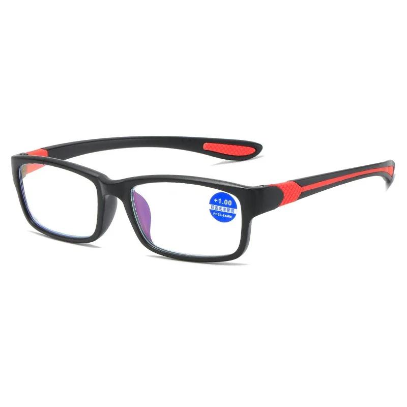 Reading Glasses Men Women Sports Anti-Blue Light Reading Eyewear Black Red Frame Presbyopia Eyeglasses +100 To+400 Glasses