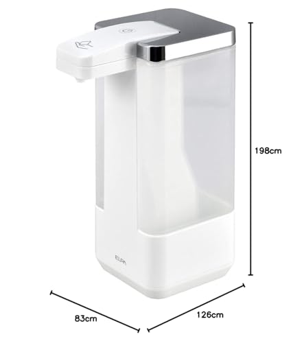 ELPA Handseifenspender, Weiß, Schaumtyp, 500ml Tank, Automatisch, Wasserdicht, Vollständig entleerbar, Einfach Deckel abnehmen und gießen (ESD-09AS)