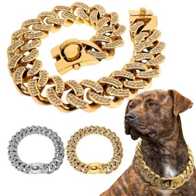 Edelstahl-Hunde-Chian-Halsband, starkes Haustier-Anti-Choke-Halsband, Strass-Hunde-Schlupfhalsband für mittelgroße und große Hunde, Pitbull