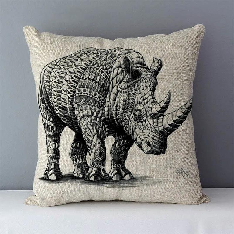 Cozy Couch Cushion Cover Home Decorative Pillows Black Elephant Kola Elk Printed Animals Pillowcase
