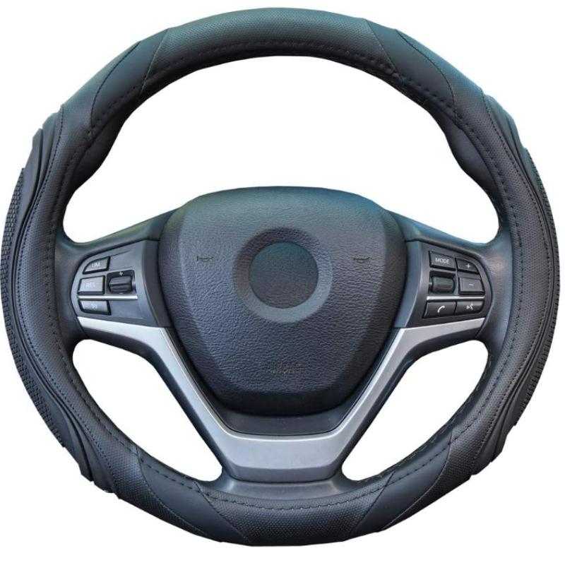 Fashionable Splicing Car Steering Wheel Cover Leather Handle Cover Concave Convex Massage Design Suitable for All Seasons