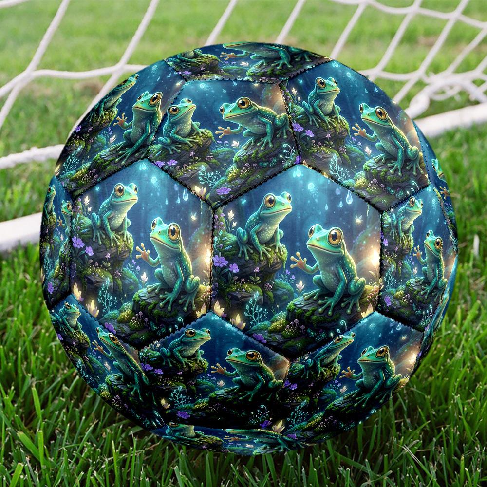 1pc Frogs Rainforest Theme Soccer Ball Football, Size 5, Lightweight PVC, Outdoor Training Soccer Ball,Sports Gift t61468
