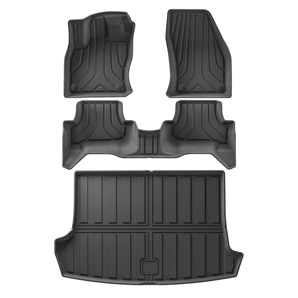 LUCKEASY for VW T-ROC 2018-2023 2024 (EU Version Only) TPE 3D Car Floor Mats Cargo Liner Trunk Backrest Pad Foot Pad Black
