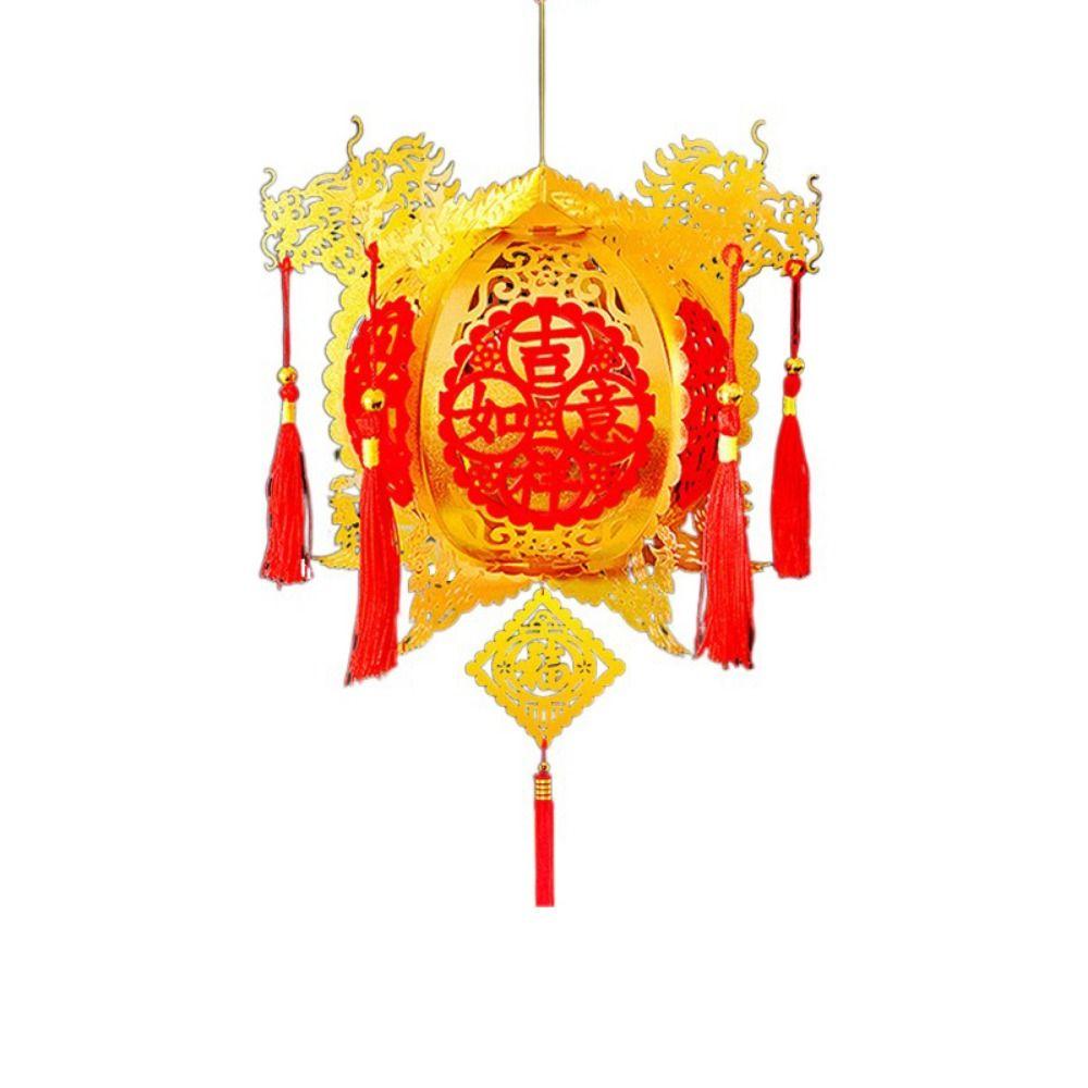 Lint/Gold Foil Spring Festival Red Lantern 3D Spring Festival Hanging Pendant  Party