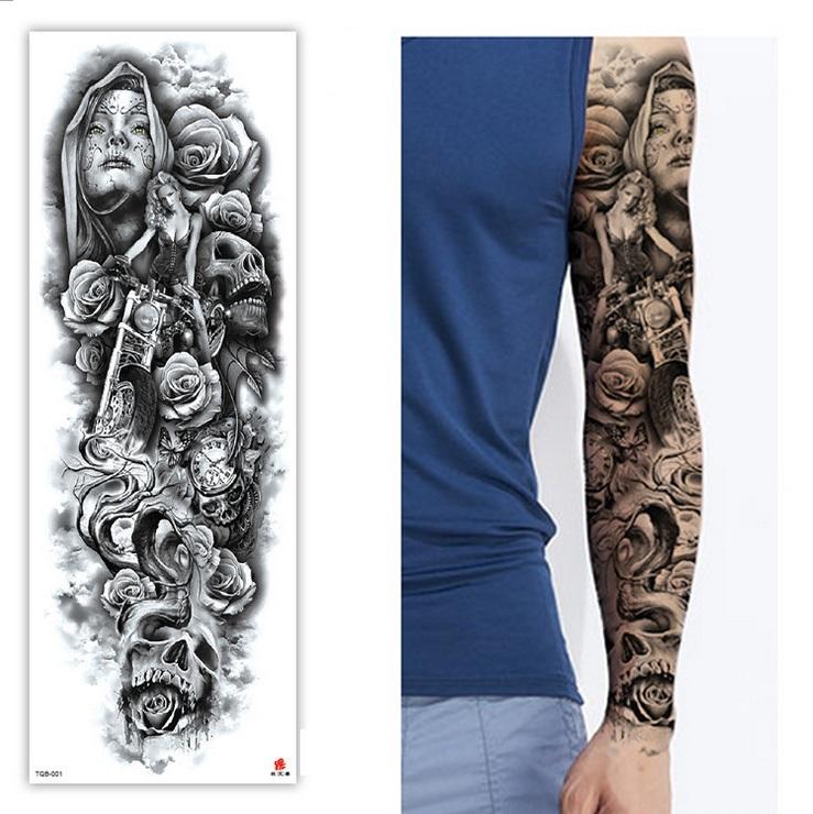 TQB(001-008)Hochwertiger Wasserübertragungs-Vollarm-Ärmel Temporärer Tattoo-Aufkleber Lieferant für Erwachsene Mann Frauen