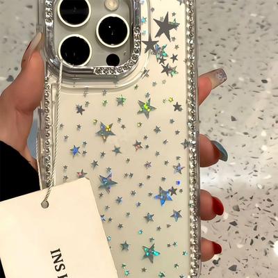 Laser Stern Funkelnder Diamant Hülle für Apple 17PROMAX Temperament Klein Frisch Persönlichkeit Kreativ Rundumschutz Strassstein Hülle
