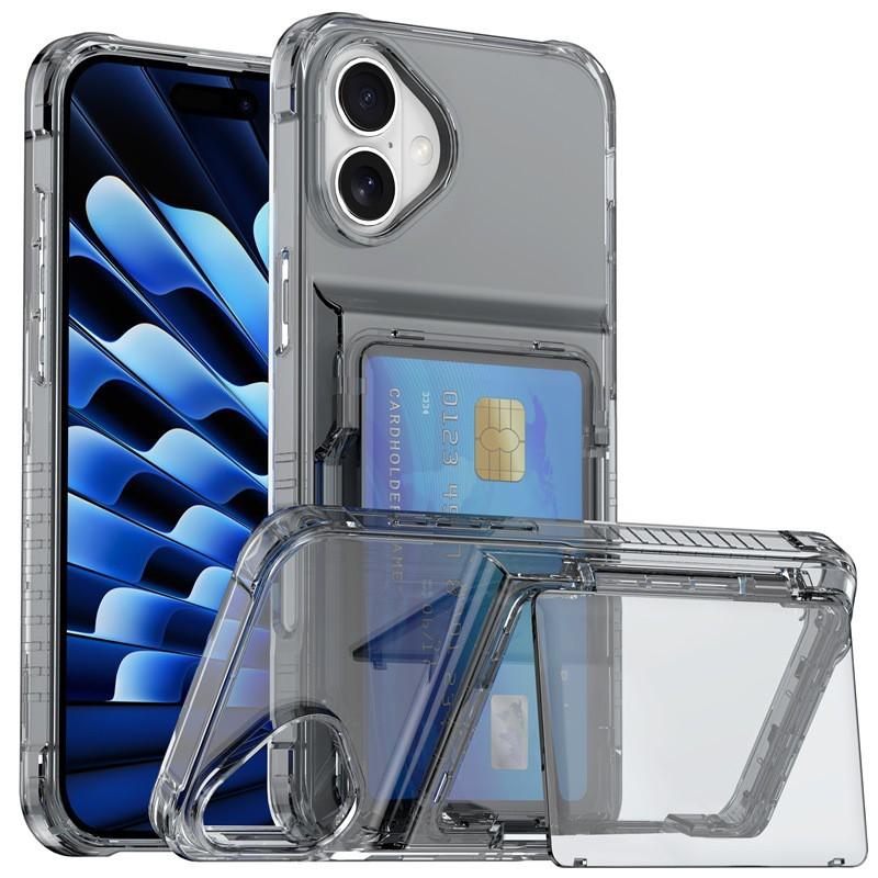 

Suitable IPhone16 Phone Case Transparent 15 Sets Of Beer Flip Wallet 14ProMax Card Protective Cover iphone17e-16e（6.1） прозрачный черный
