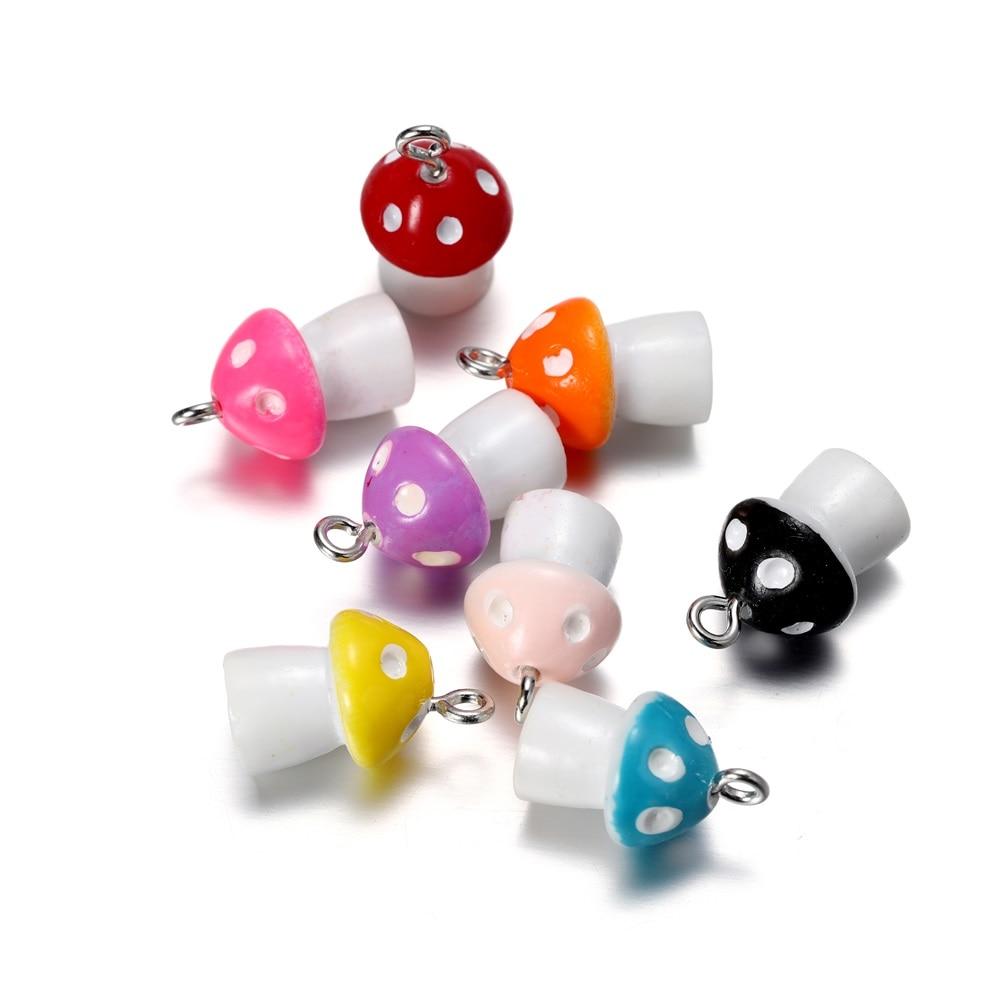 10Pcs/Lot 11x18mm Mushroom Pendants Charms DIY Findings Keychain Bracelets Pendant for Necklace Jewelry Making Accessories