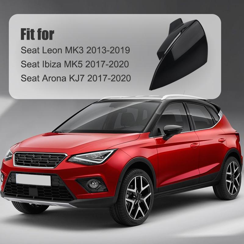 Car Side Mirror Caps Carbon Fiber Black Rearview Mirror Cover Cap For SEAT Leon MK3 5F ST FR Cupra Ibiza Mk5 Arona KJ7 2017-