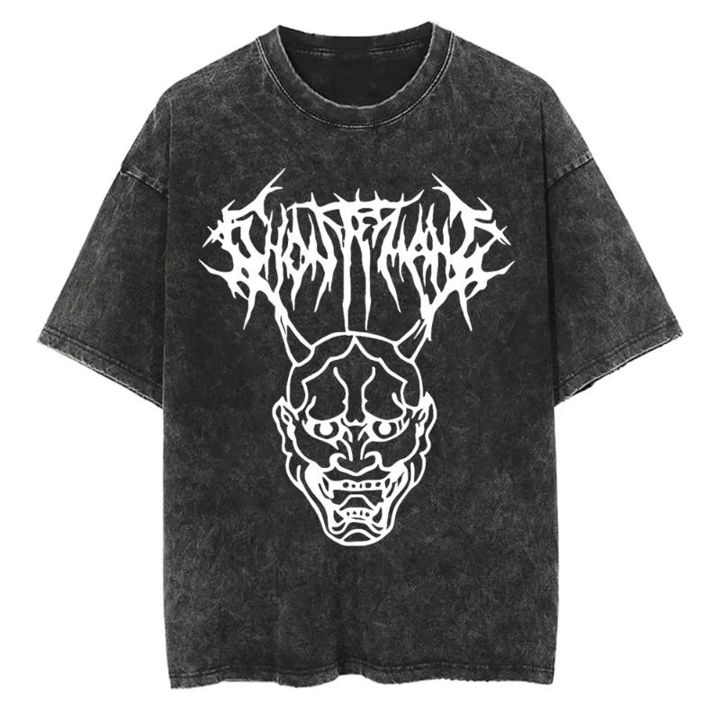 Ghostemane Printed Washed T-shirt Men Casual Gothic Oversized Streetwear Men Hip Hop Y2K Rap Rock Trap Metal Tops T-shirts