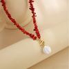 Vintage Alien Pearl OT Buckle Necklace Natural Women's Pearl Pendant Choker Necklace Elegance Simple Jade Turquoise Necklace