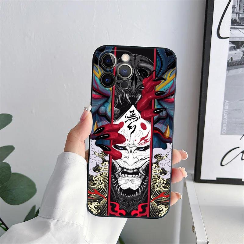 Japan Samurai Demon Anime Phone Case for iPhone 11 15 Pro Max Case Coque 14 Plus 13 Pro 12 11 X XS XR 7 8 SE 2020 TPU Soft Cover