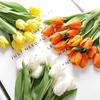 Artificial Tulip with Green Leaves Realistic Fake Flower Stem Wedding Party Table Centerpiece Indoor Outdoor Faux Bloom Decoration