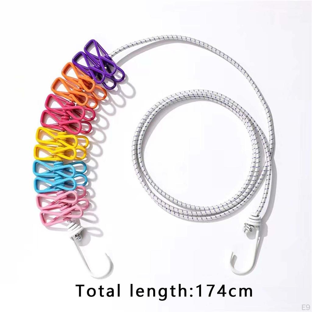 Camping-Wäscheleine zum Trocknen, elastisches Seil, winddicht, funktioneller Kleiderbügel, Reise-Wäscheleine für Camper