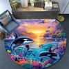 Orca Whales Round Area Rug,Carpet Rug for Living Room Bedroom Sofa Playroom Decor,Non-slip Floor Mat